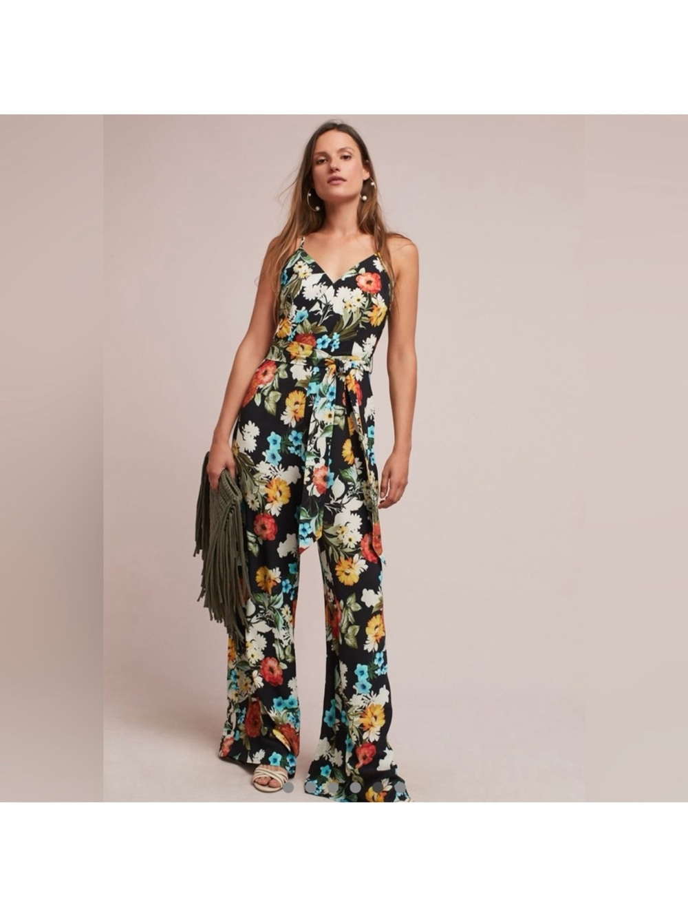Yumi Kim Black Floral Jumpsuit Small
